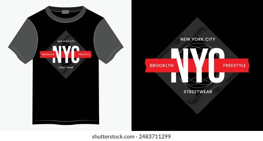 NYC or new york city typography t-shirt and apparel design, Typography vector t-shirt design for print, new york city lettering t-shirt illustration design.