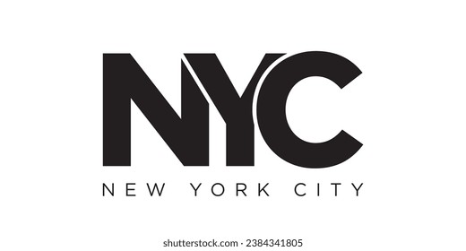 NYC, New York City, USA typography slogan design. America logo with graphic city lettering for print and web products.