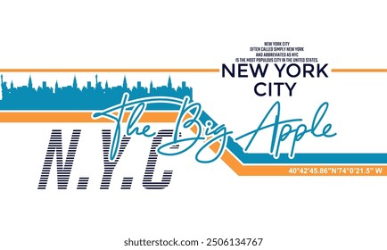 NYC New York City,Vintage typography design in vector illustration.clothing,t shirt,apparel and other uses.Abstract design with the grunge and denim style. Vector print, typography, poster.