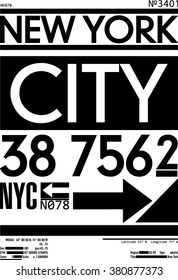 NYC / NEW YORK DISTRICT / Stock Vector Illustration: T-Shirt Design / Print Design