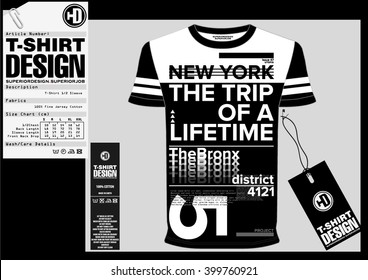 NYC / NEW YORK DISTRICT / Stock Vector Illustration: T-Shirt Design / Print Design