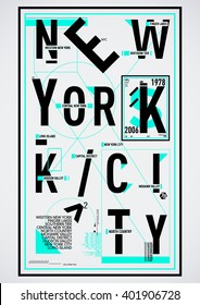 NYC / NEW YORK DISTRICT / Stock Vector Illustration: T-Shirt Design / Print Design