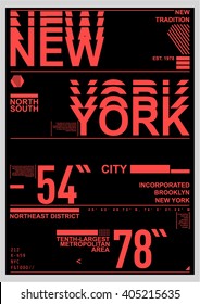 NYC / NEW YORK DISTRICT / Stock Vector Illustration: T-Shirt Design / Print Design