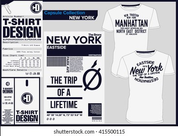 NYC / NEW YORK DISTRICT / Stock Vector Illustration: T-Shirt Design / Print Design /  CAPSULE COLLECTION