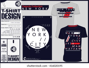 NYC / NEW YORK DISTRICT / Stock Vector Illustration: T-Shirt Design / Print Design / Capsule Collection