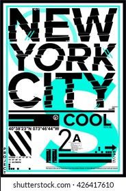 NYC / NEW YORK DISTRICT / Stock Vector Illustration: T-Shirt Design / Print Design