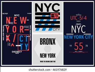 NYC / NEW YORK DISTRICT / Stock Vector Illustration: T-Shirt Design / Print Design