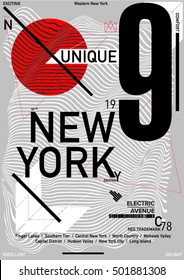 Nova York DISTRIC/ Ilustração vetorial: design de camiseta e estampa