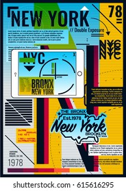 NYC / NEW YORK DISTRICT / Stock Vector Illustration: T-Shirt Design / Print Design