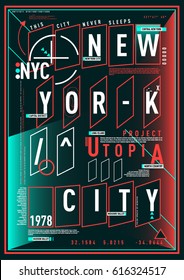 NYC / NEW YORK DISTRICT / Stock Vector Illustration: T-Shirt Design / Print Design