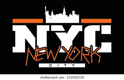 Nyc new york lettering hands typography graphic design in vector illustration