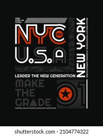 NYC, New York, modern and stylish typography slogan. Colorful abstract design vector illustration for print tee shirt, typography, background, poster and more uses.