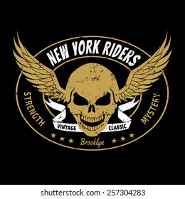 NYC new york rider skull head, vectors, t-shirt graphics 