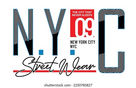 NYC New York typography tee shirt design in vector illustration