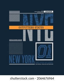 NYC, Outfitters states, modern and stylish typography slogan. Abstract design with camouflage and lines style. Vector illustration print tee shirt, typography, background, poster and more uses.
