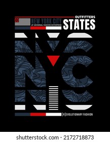 NYC, Outfitters states, modern and stylish typography slogan. Abstract design illustration vector for print tee shirt, clothing apparel, typography, poster and other uses. 