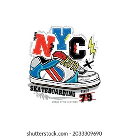 nyc printed sneakers pattern drawing
