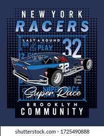 nyc racer community,vector typography car design illustration for printing