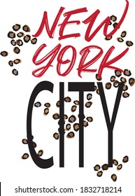 nyc slogan animal fashion print on white background