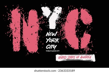 NYC spray paint typography, NYC  Typography Grunge background. vintage design. New York City grunge typography for t-shirt graphics, print, poster, banner, flyer, postcard