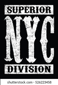 NYC superior division typography, t-shirt graphics, vectors