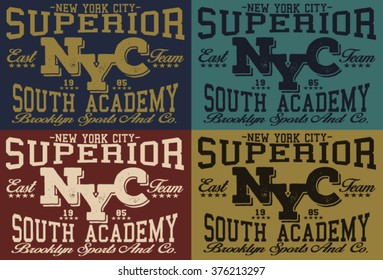 Nyc superior varsity sport vector print and varsity. For t-shirt or other uses in vector.T shirt graphic