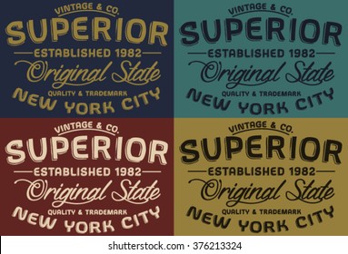 Nyc superior vintage & co vector print and varsity. For t-shirt or other uses in vector.T shirt graphic