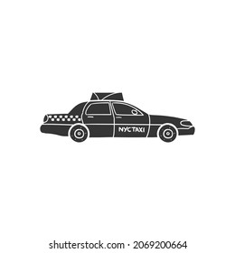 NYC Taxi Icon Silhouette Illustration. Service Transport Vector Graphic Pictogram Symbol Clip Art. Doodle Sketch Black Sign.