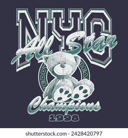 Nyc teddy bear college champion athletics design