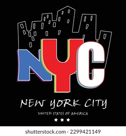 NYC tee graphic typography for print t shirt illustration vector art vintage