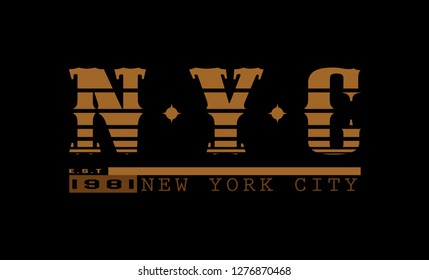 nyc text illustration for t shirt design vector