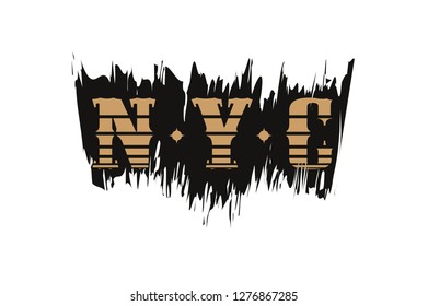 nyc text typography illustration for t shirt design vector