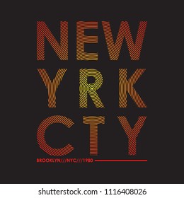 NYC t-shirt typography with gradient. New York, Brooklyn modern print for tee shirt graphics. Trendy apparel stamp, poster design. Vector illustration.