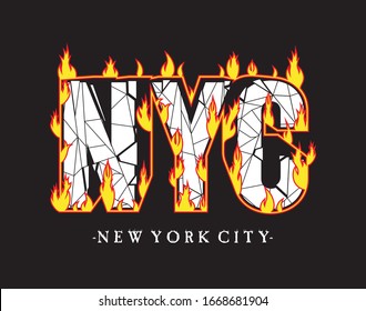 nyc typography design for print t shirt