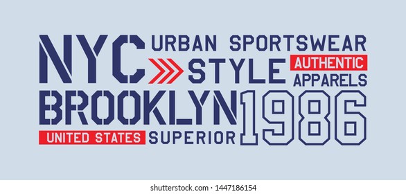 NYC typography design, For T Shirt, Poster, vector illustration 