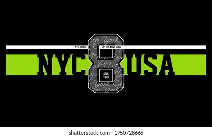 NYC, typography graphic design, for t-shirt prints, vector illustration
