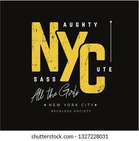 NYC typography slogan on black background