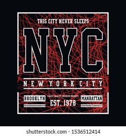 nyc typography t shirt design,vector illustration text art graphic