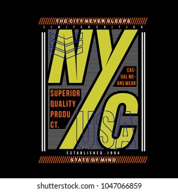 NYC typography tee shirt design graphic, vector illustration artistic good looking art