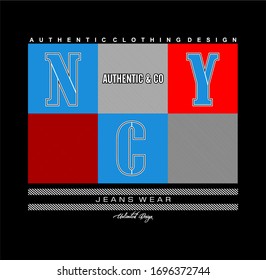 Vector de diseño de pantalones en T de la tipografía de NYC
