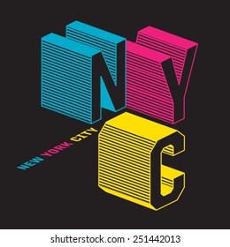 NYC typography, t-shirt graphics, vectors