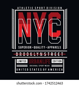 NYC typography for t-shirt print and other uses. Athletic