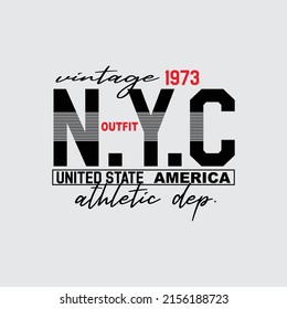 nyc united state Premium Vector illustration of a text graphic. suitable screen printing and DTF for the design boy outfit of t-shirts print, shirts, hoodies baba suit, kids cottons, etc.