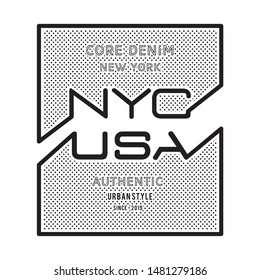 nyc usa typography for print t shirt 