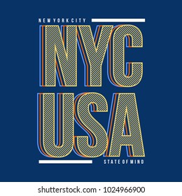 NYC USA typography t shirt design, vector element illustration graphic artistic urban street casual wear