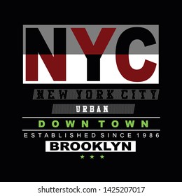 nyc,brooklyn city,alphabet,lettering graphic t shirt print vector illustration design