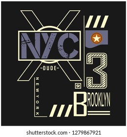 NYC/BROOKLYN typography design t shirt,vector illustration