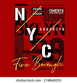 NYC,BROOKLYN typography for t shirt, vector illustration 
