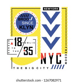 NYC/BROOKLYN typography t shirt,vector illustration