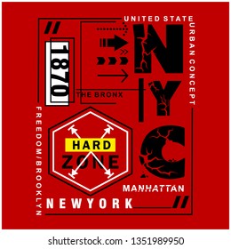 NYC/HARD ZONE typography design,vector illustration